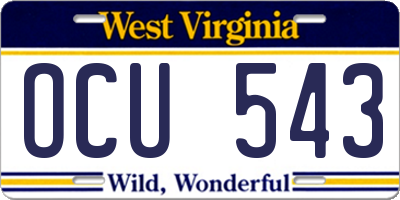 WV license plate OCU543