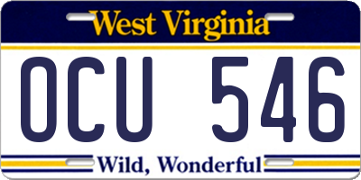 WV license plate OCU546