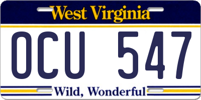 WV license plate OCU547