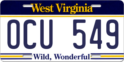 WV license plate OCU549