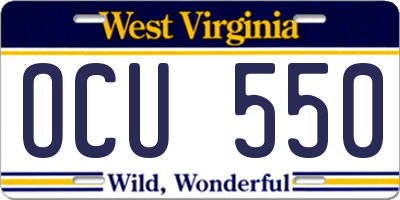 WV license plate OCU550