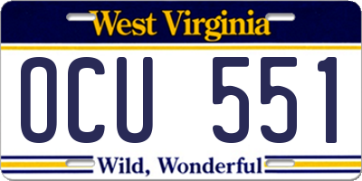 WV license plate OCU551