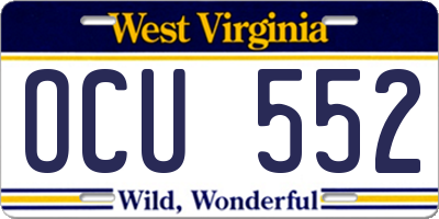 WV license plate OCU552