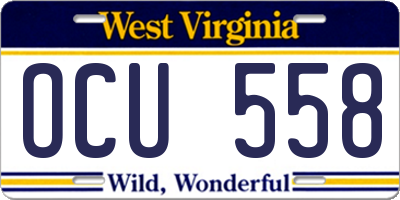 WV license plate OCU558