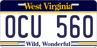 WV license plate OCU560