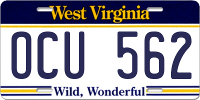 WV license plate OCU562
