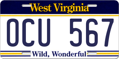 WV license plate OCU567