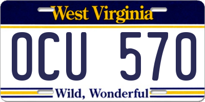 WV license plate OCU570