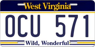 WV license plate OCU571