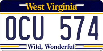 WV license plate OCU574