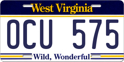 WV license plate OCU575