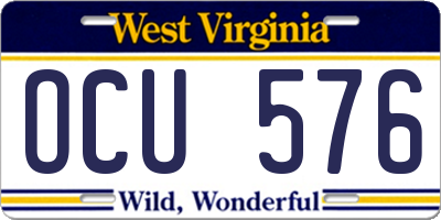 WV license plate OCU576