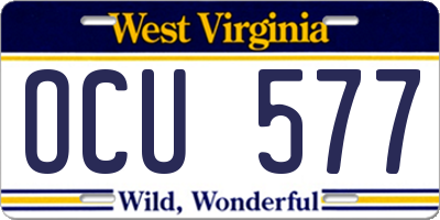WV license plate OCU577