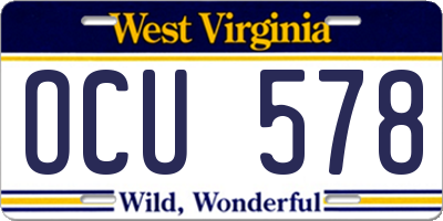 WV license plate OCU578