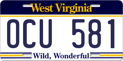WV license plate OCU581