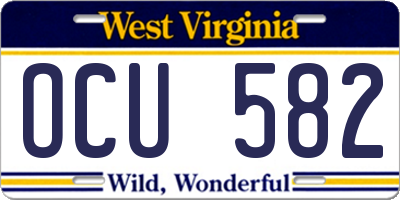 WV license plate OCU582