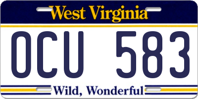 WV license plate OCU583