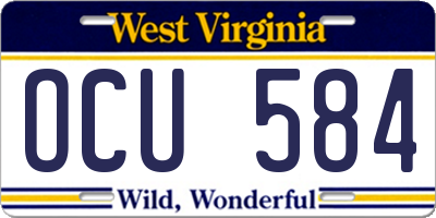 WV license plate OCU584