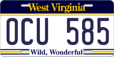 WV license plate OCU585