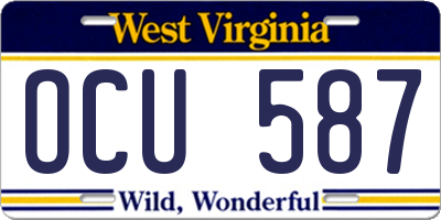 WV license plate OCU587
