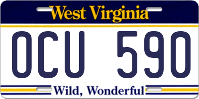 WV license plate OCU590