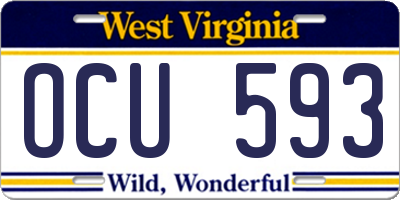 WV license plate OCU593
