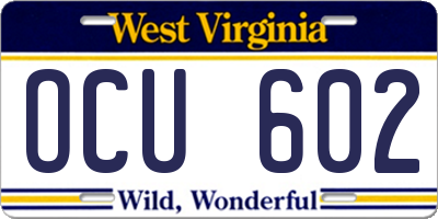 WV license plate OCU602