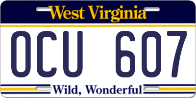 WV license plate OCU607