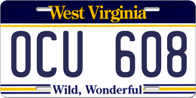 WV license plate OCU608