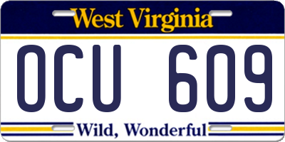 WV license plate OCU609