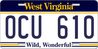 WV license plate OCU610