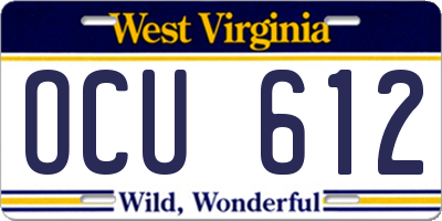 WV license plate OCU612