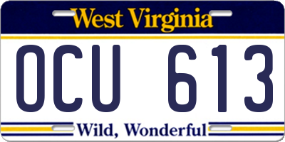 WV license plate OCU613