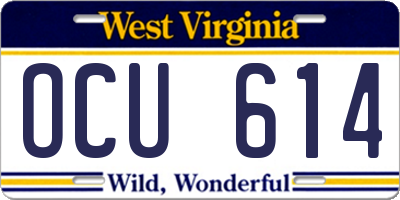 WV license plate OCU614