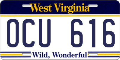 WV license plate OCU616
