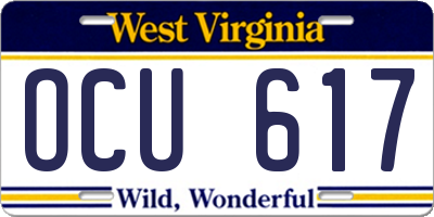 WV license plate OCU617