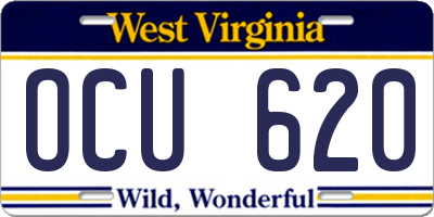 WV license plate OCU620