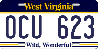 WV license plate OCU623