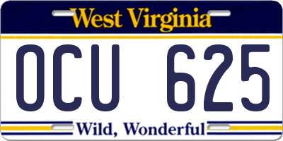 WV license plate OCU625