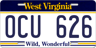 WV license plate OCU626