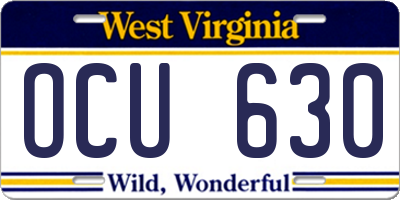 WV license plate OCU630