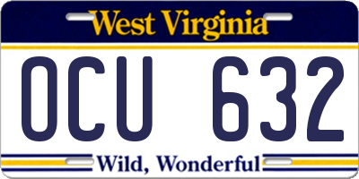 WV license plate OCU632