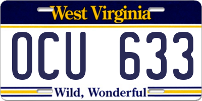 WV license plate OCU633
