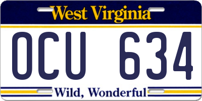 WV license plate OCU634
