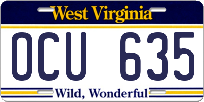 WV license plate OCU635