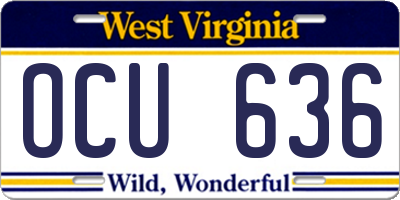 WV license plate OCU636