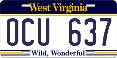 WV license plate OCU637