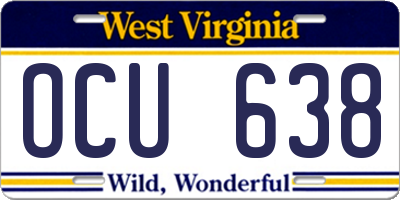 WV license plate OCU638