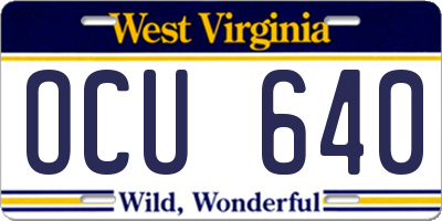 WV license plate OCU640