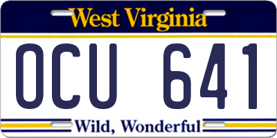 WV license plate OCU641